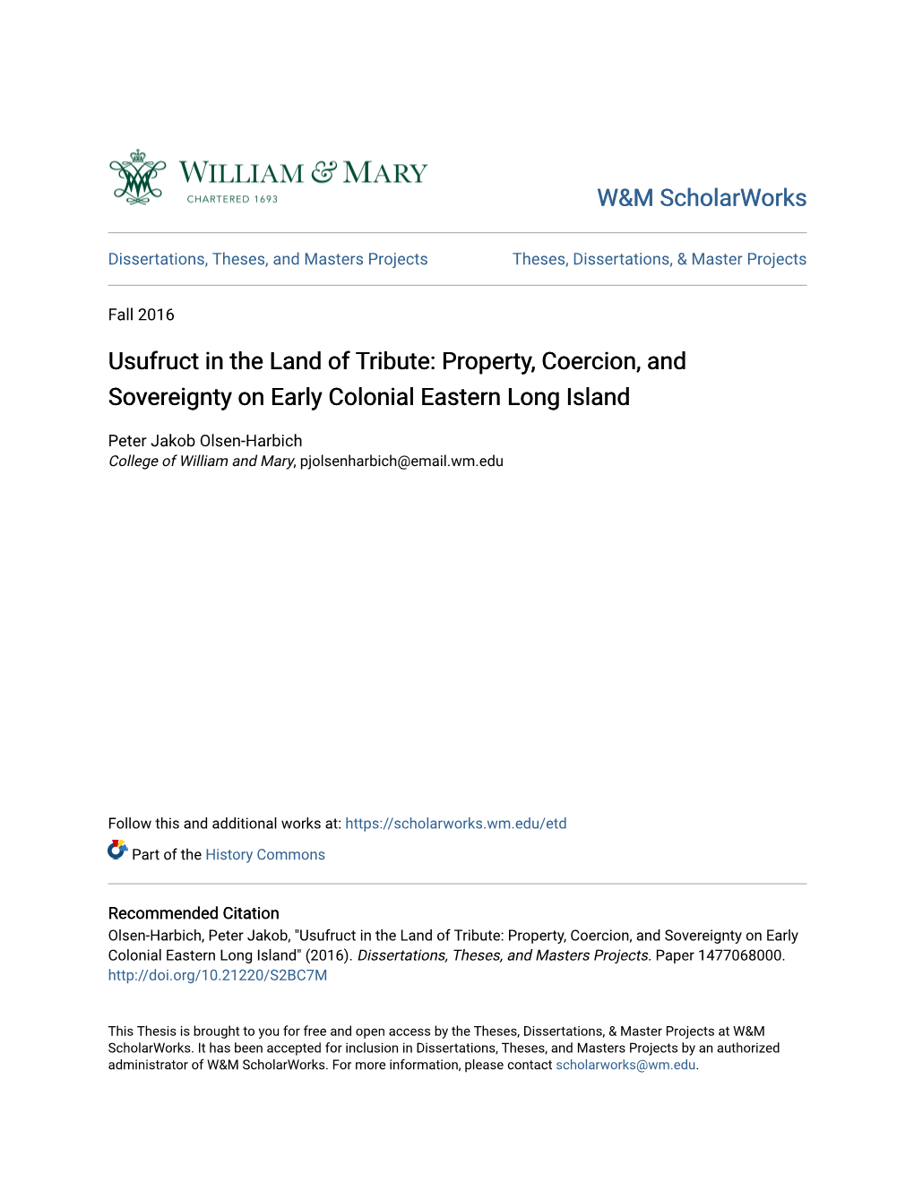 Property, Coercion, and Sovereignty on Early Colonial Eastern Long Island