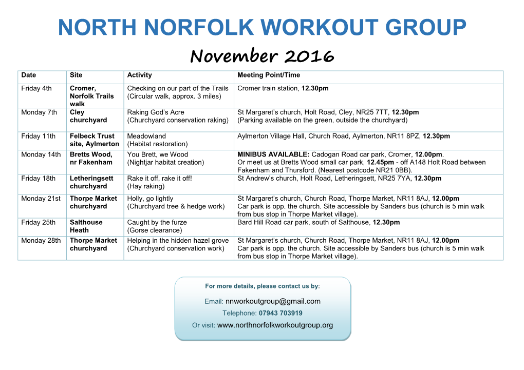North Norfolk Workout Group