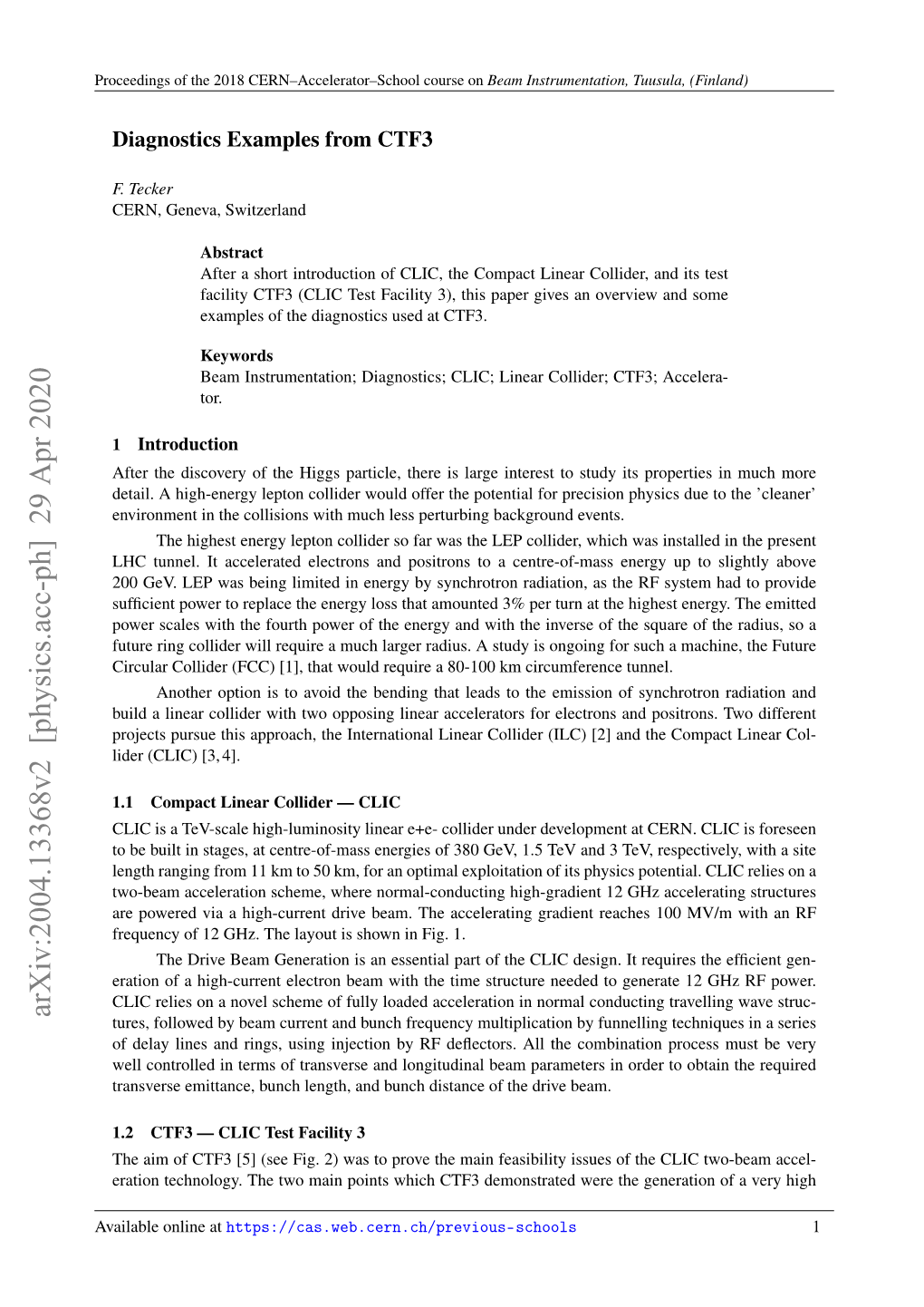 Diagnostics Examples from CTF3