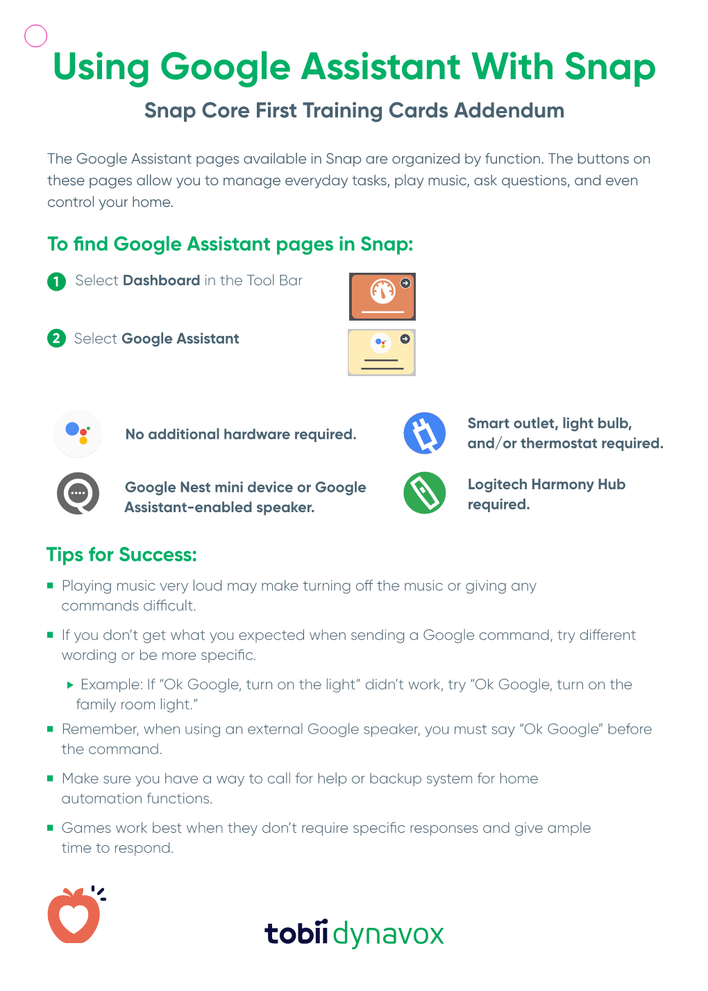 Using Google Assistant with Snap Snap Core First Training Cards Addendum