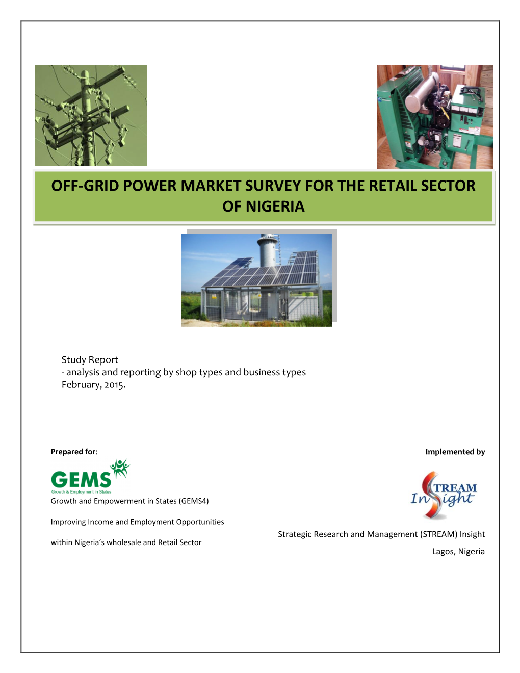 Off-Grid Power Market Survey for the Retail Sector of Nigeria – Final Report 2