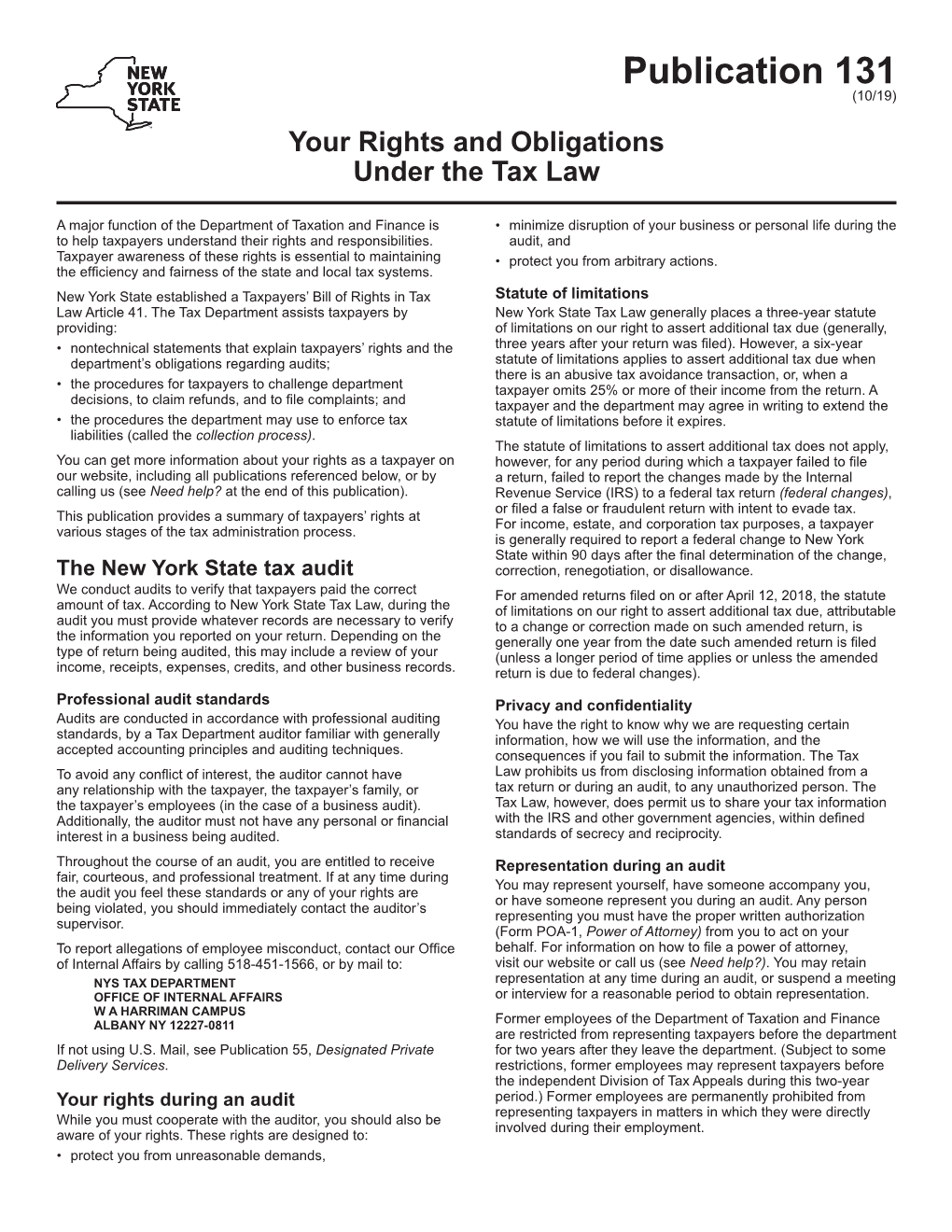 Publication 131, Your Rights and Obligations Under the Tax