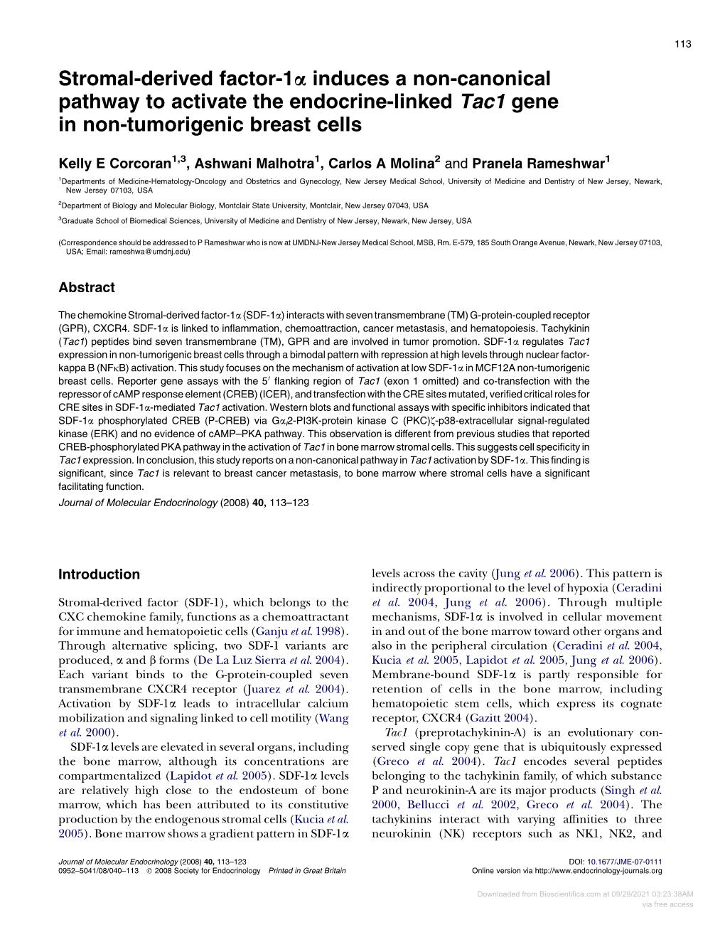 Stromal-Derived Factor-1A Induces a Non-Canonical Pathway to Activate the Endocrine-Linked Tac1 Gene in Non-Tumorigenic Breast Cells