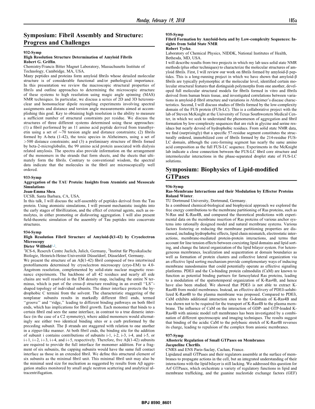 Biophysics of Lipid-Modified Gtpases Monday, Februa