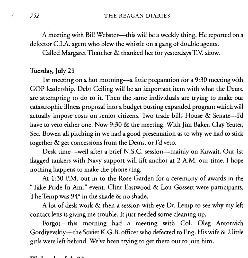 A Meeting with Bill Webster-This Will Be a Weekly Thing. He Reported on a Defector C.I.A