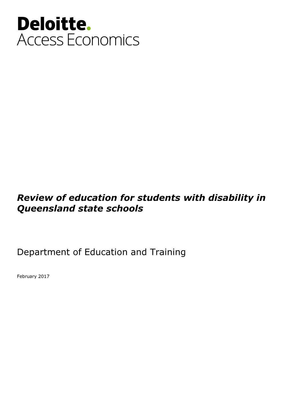 Review of Education for Students with Disability in Queensland State Schools