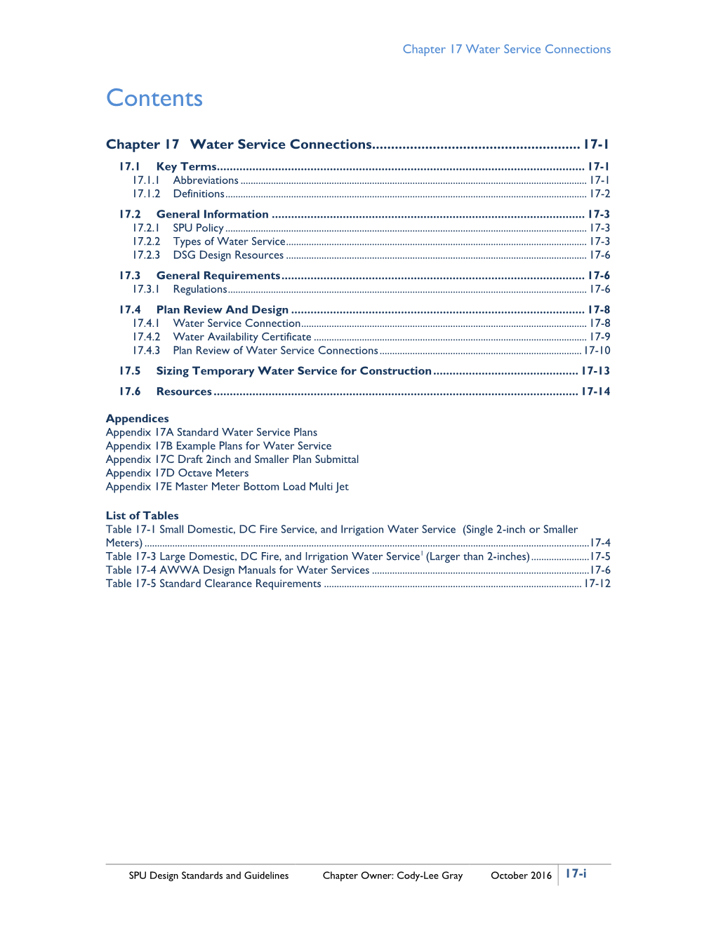 17 Water Service Connections