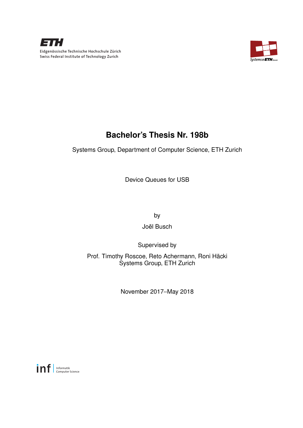 Bachelor's Thesis Nr. 198B