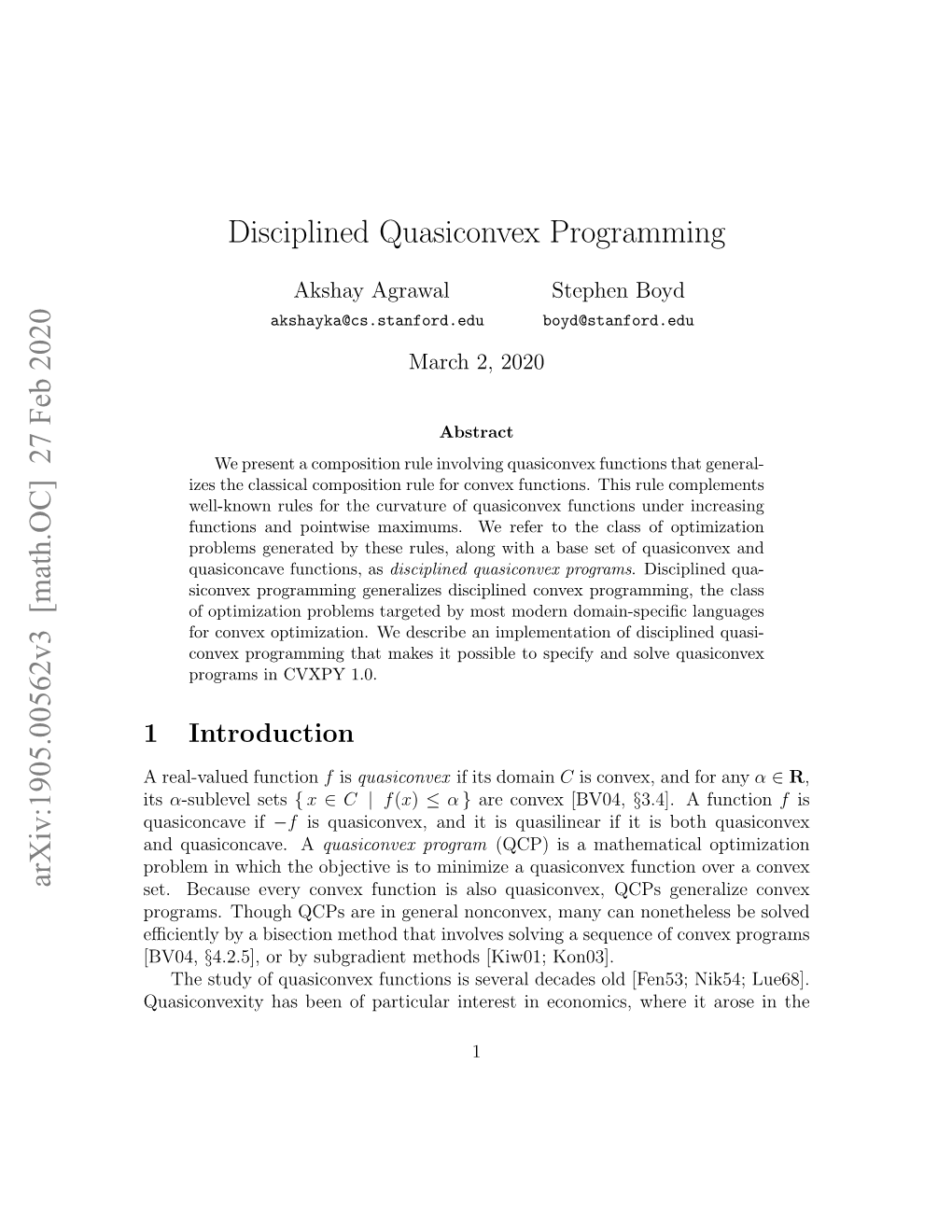 Disciplined Quasiconvex Programming Arxiv:1905.00562V3