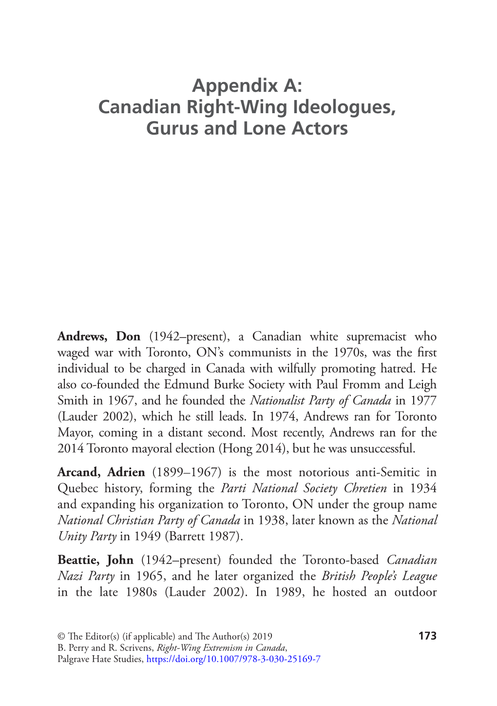 Appendix A: Canadian Right-Wing Ideologues, Gurus and Lone Actors