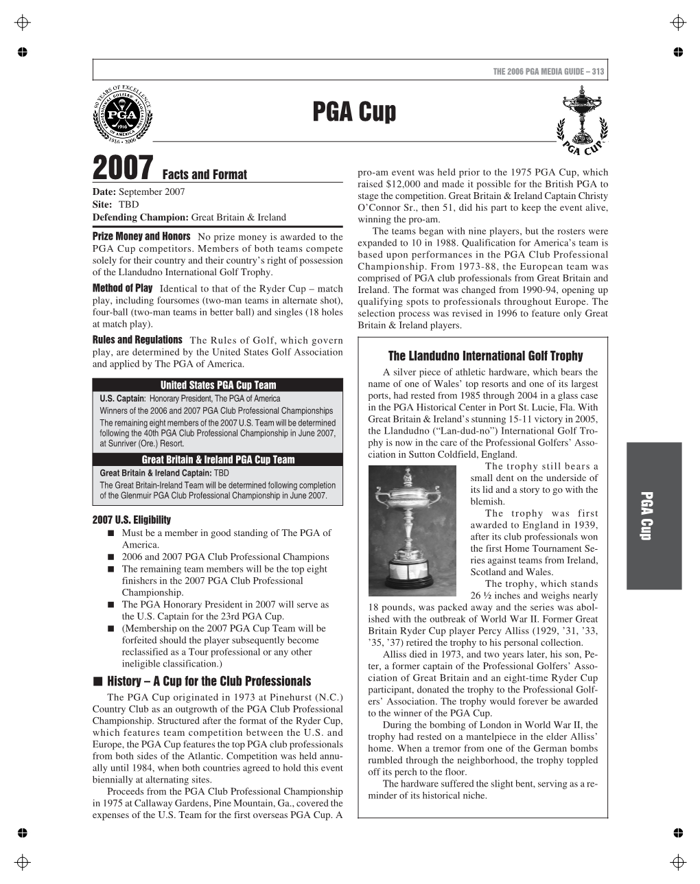 PGA MEDIA GUIDE – 313 PGA Cup