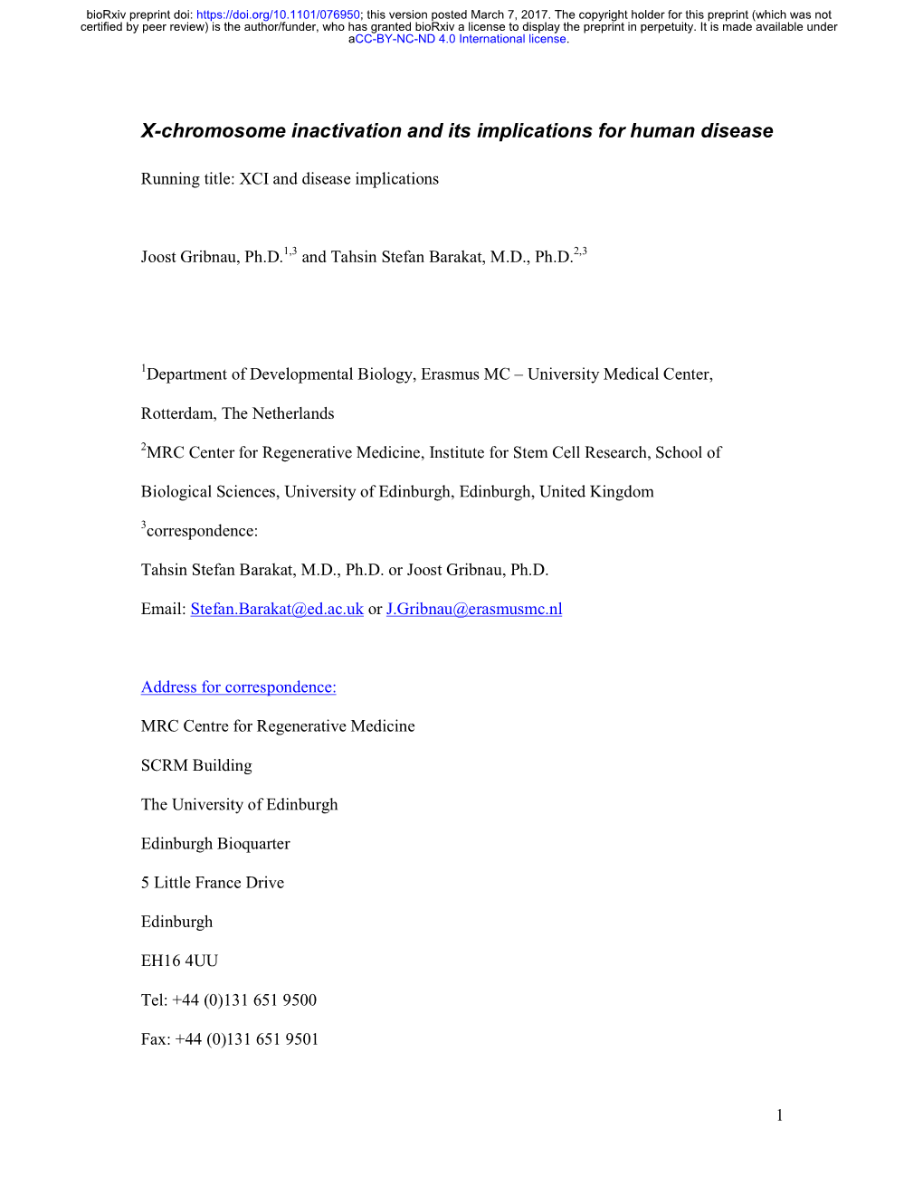 X-Chromosome Inactivation and Its Implications for Human Disease