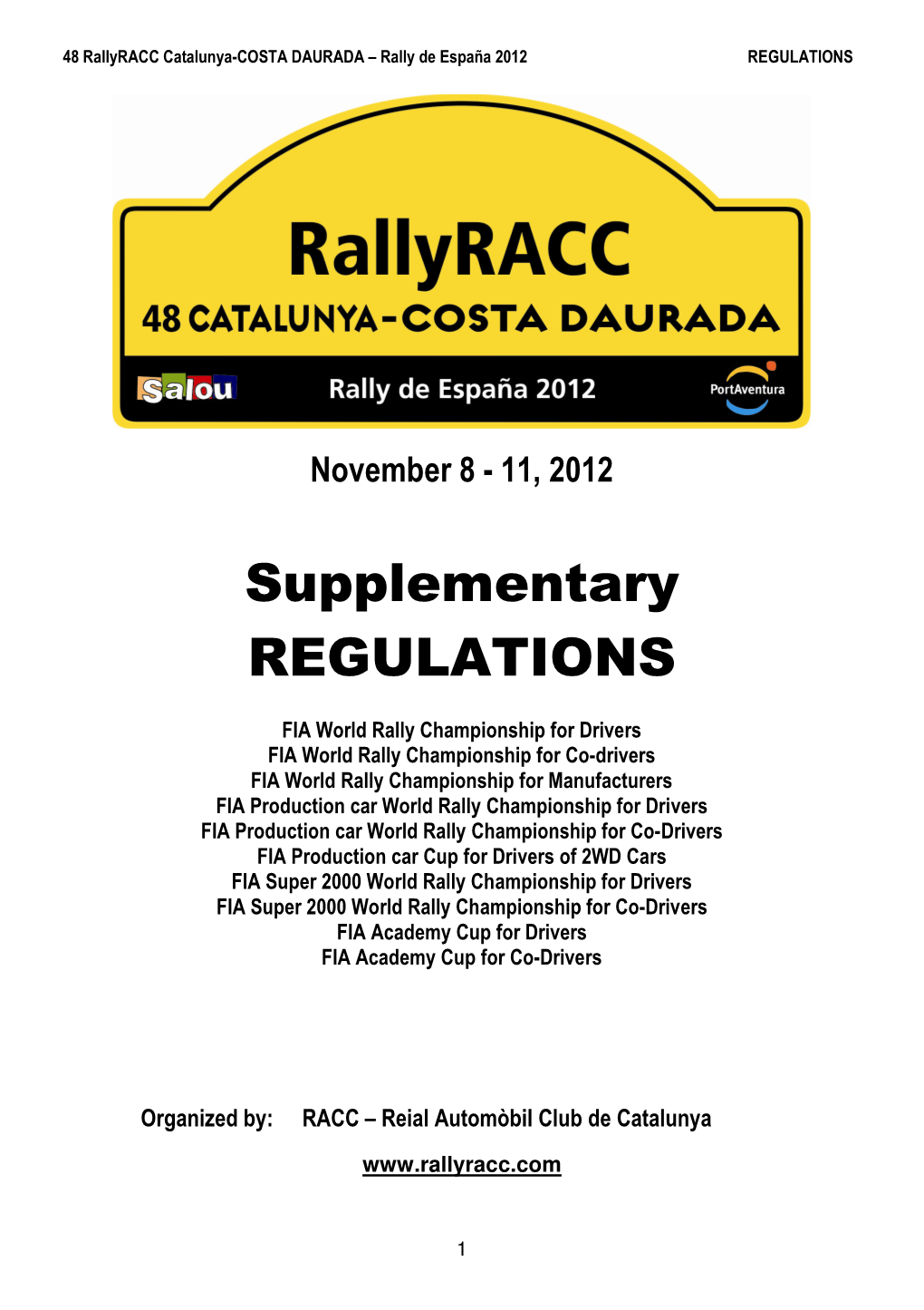 Supplementary REGULATIONS