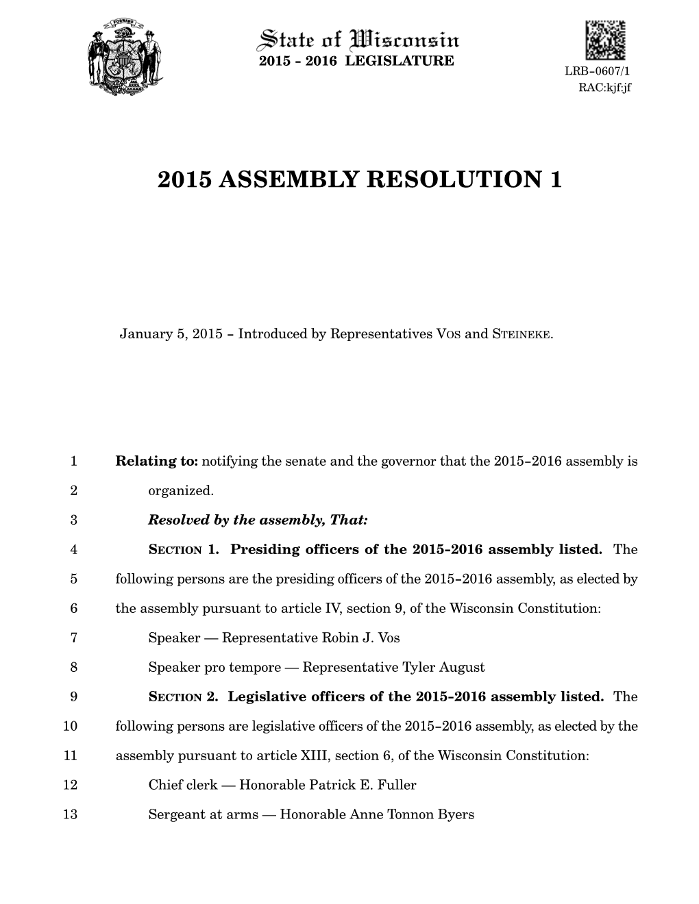 2015 Assembly Resolution 1