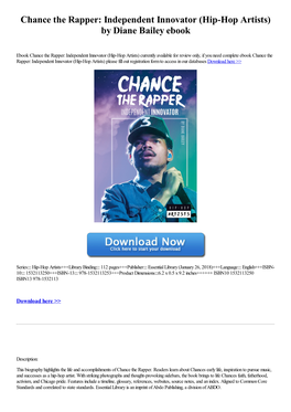 Chance the Rapper: Independent Innovator (Hip-Hop Artists) by Diane Bailey Ebook