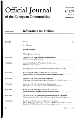 Official Journal C 209 Volume 35 of the European Communities 15 August 1992