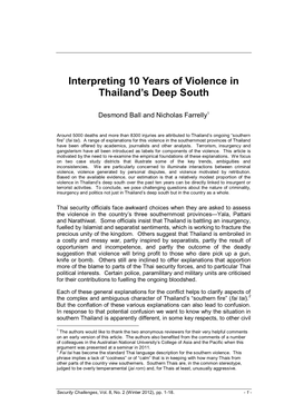 Interpreting 10 Years of Violence in Thailand's Deep South
