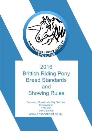 2016 Brittish Riding Pony Breed Standards and Showing Rules