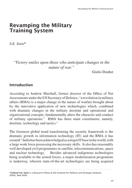 Revamping the Military Training System