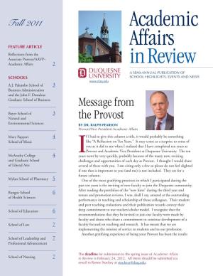 Academic Affairs in Review Fall 2011