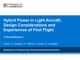 Hybrid Electric Propulsion for Aircraft