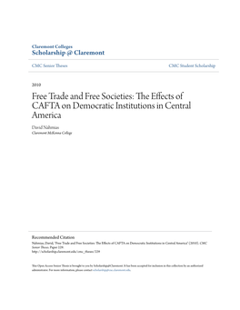 The Effects of CAFTA on Democratic Institutions in Central America" (2010)