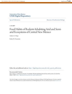 Food Habits of Rodents Inhabiting Arid and Semi-Arid Ecosystems of Central New Mexico." (2007)
