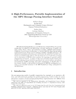 A High-Performance, Portable Implementation of the MPI Message