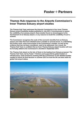 Thames Hub Response to the Airports Commission's Inner Thames