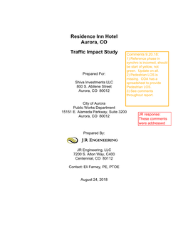 Residence Inn Hotel Aurora, CO Traffic Impact Study