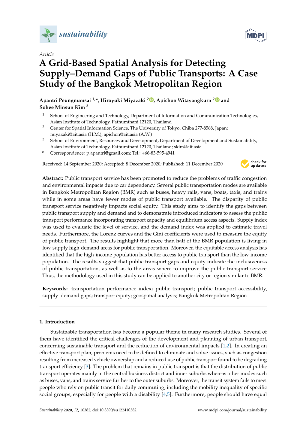 A Grid-Based Spatial Analysis for Detecting Supply–Demand Gaps of Public Transports: a Case Study of the Bangkok Metropolitan Region