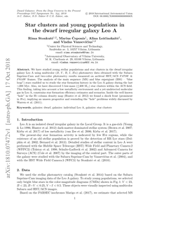 Arxiv:1810.07472V1 [Astro-Ph.GA] 17 Oct 2018 Suprime-Cam Imaging Data of the Leo a Galaxy