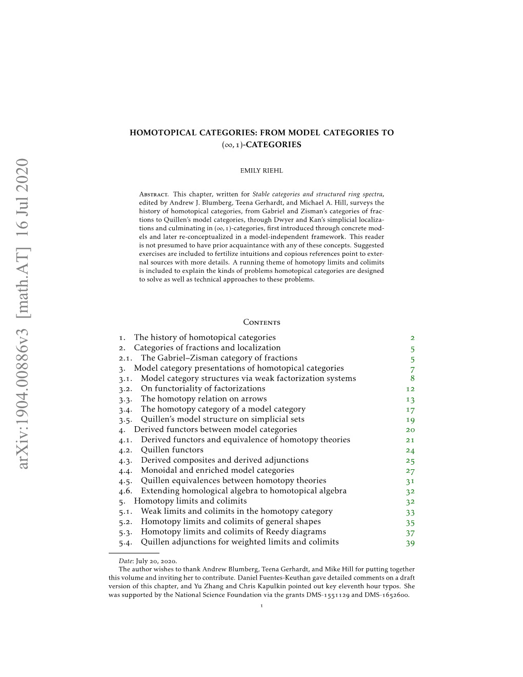 Homotopical Categories: from Model Categories to $(\Infty, 1) $-Categories