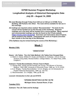 Historical Demography Summer Course