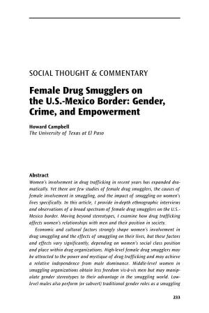 Female Drug Smugglers on the U.S.-Mexico Border: Gender, Crime, and Empowerment