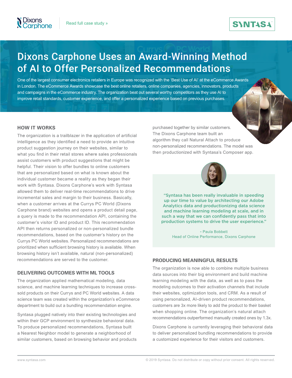 Dixons Carphone Uses an Award-Winning Method of AI To