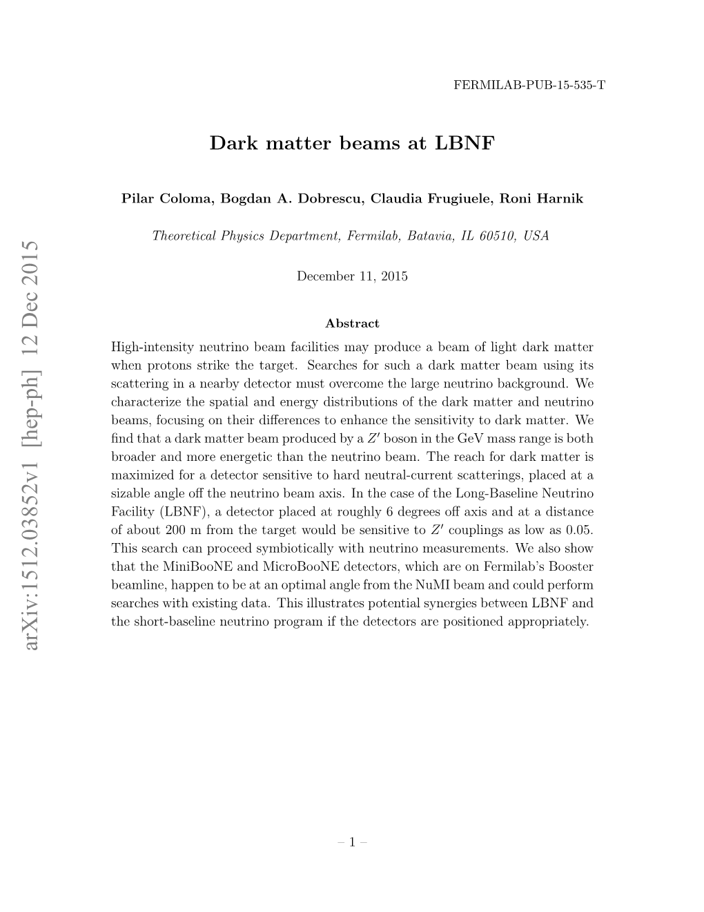 Dark Matter Beams at LBNF