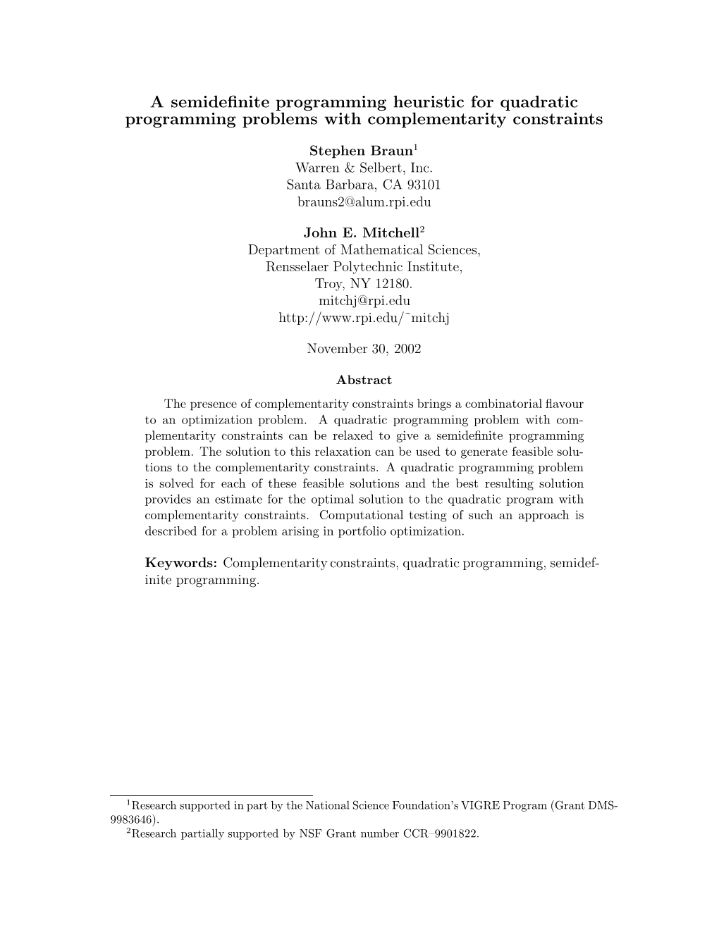 A Semidefinite Programming Heuristic for Quadratic Programming