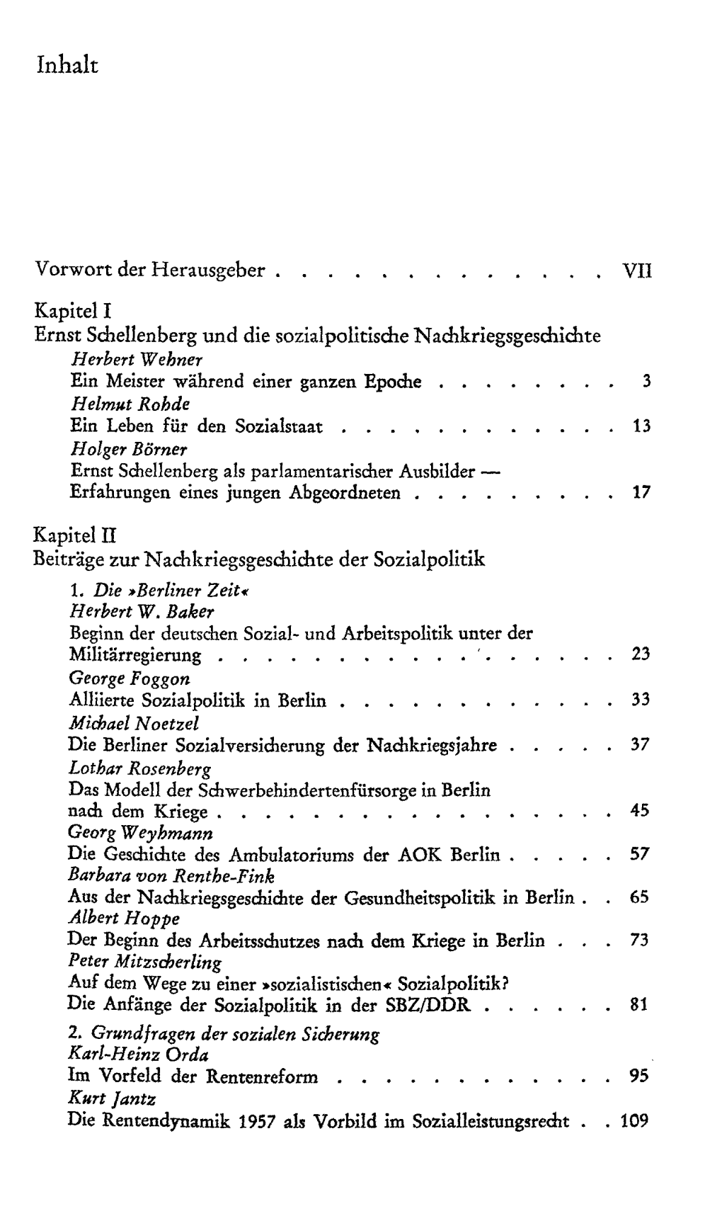 Inhalt Vorwort Der Herausgeber VII Kapitel I Ernst Schellenberg Und Die