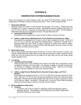 Appendix B Reservation System Business Rules