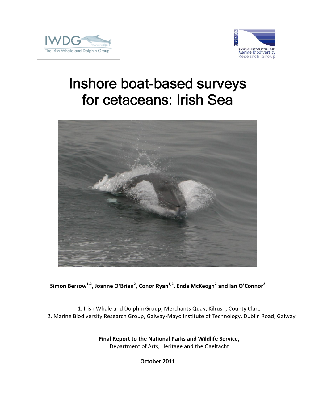 Inshore Boat-Based Surveys for Cetaceans: Irish Sea