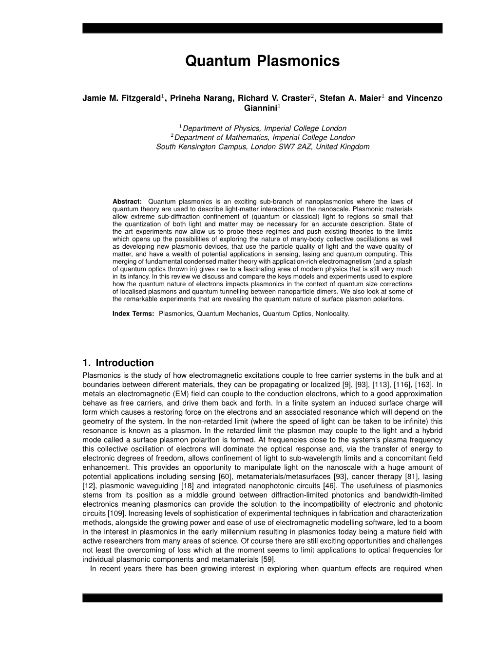 Quantum Plasmonics