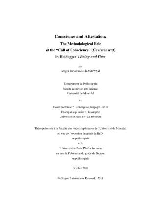 Conscience and Attestation: the Methodological Role of the “Call of Conscience” ( Gewissensruf) in Heidegger’S Being and Time