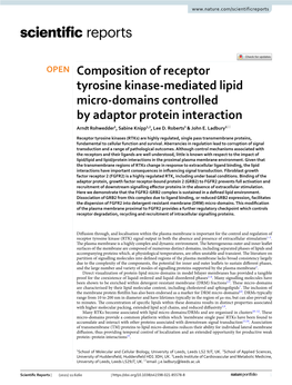 Composition of Receptor Tyrosine Kinase-Mediated Lipid Micro