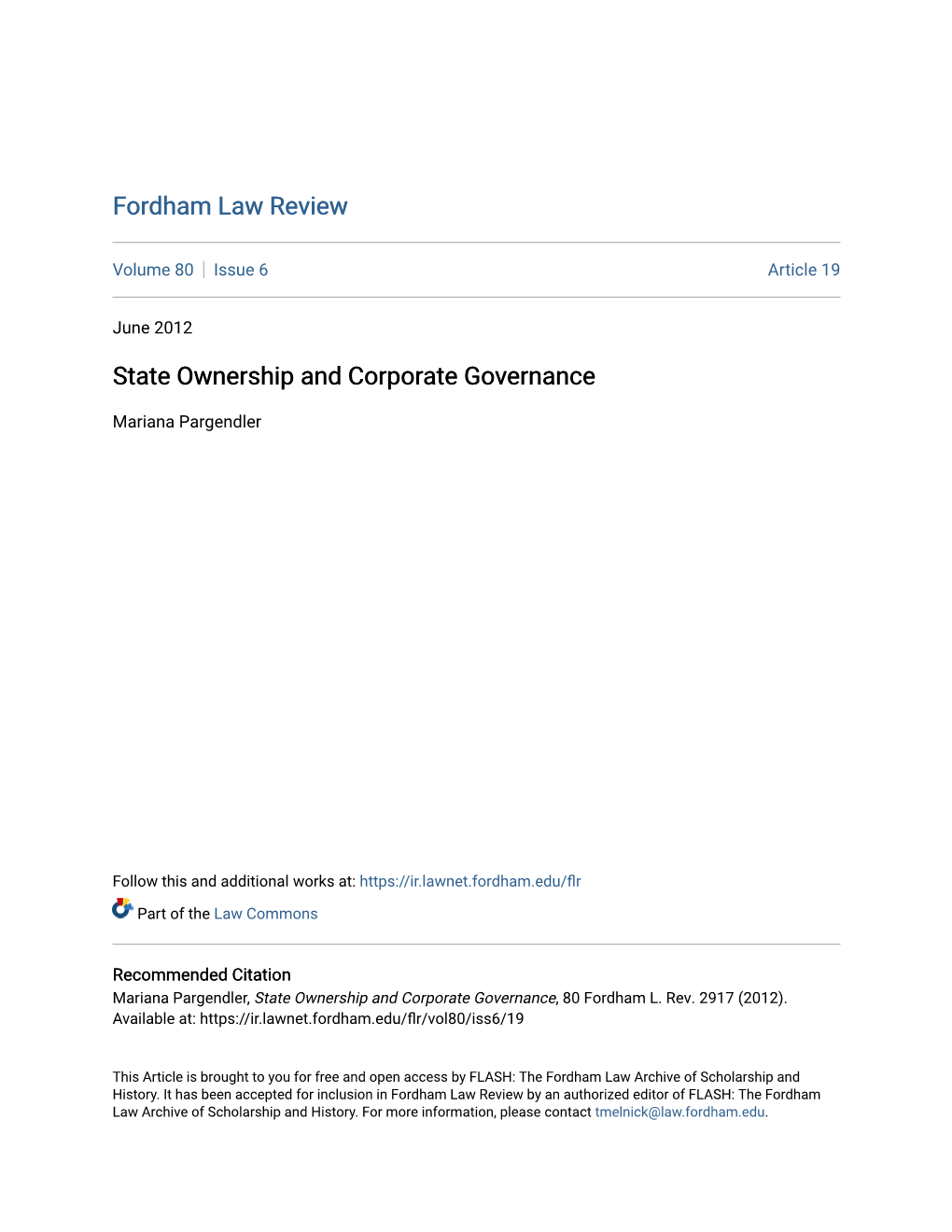 State Ownership and Corporate Governance