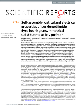 Self-Assembly, Optical and Electrical Properties of Perylene Diimide Dyes Bearing Unsymmetrical Substituents at Bay Position