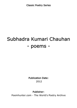 Subhadra Kumari Chauhan - Poems