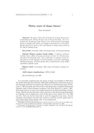 Thirty Years of Shape Theory∗