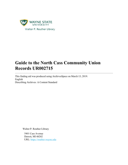 North Cass Community Union Records UR002715