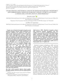 Uptake Kinetics and Storage Capacity of Dissolved Inorganic Phosphorus